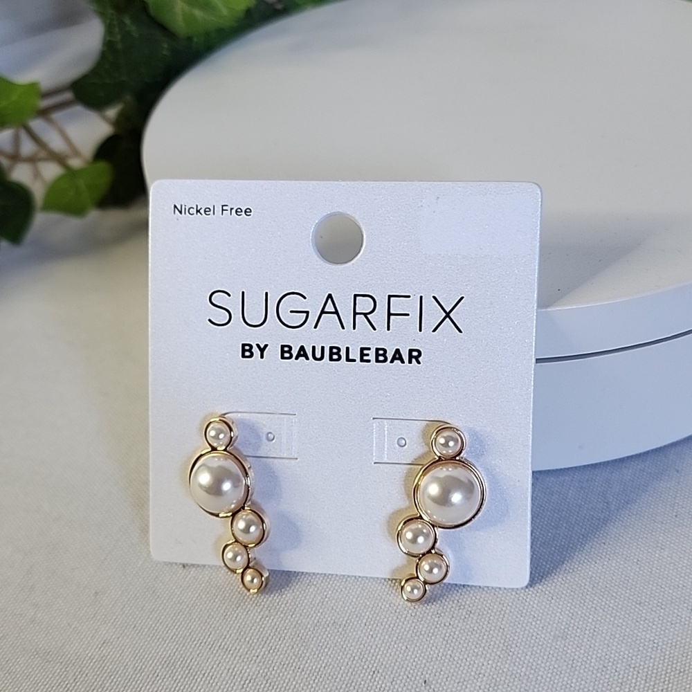 Sugarfix By Baublebar Gold with Pearls Ear Climber Earrings